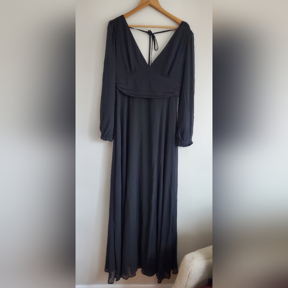 Lulu's Love You So Black Long Sleeve Maxi Dress Size Large